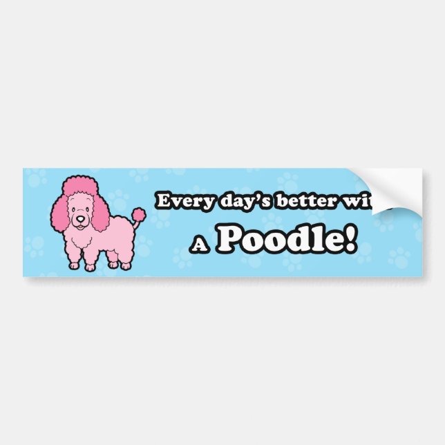 Autocollant De Voiture Adhésif pour pare-chocs rose de caniche de bande (Devant)
