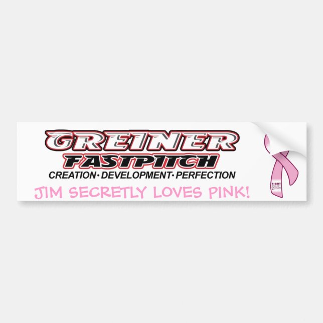 Autocollant De Voiture Adhésif pour pare-chocs rose de Greiner Fastpitch (Devant)