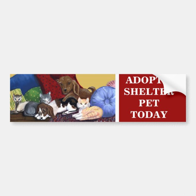 Autocollant De Voiture ADOPTEZ un ANIMAL FAMILIER AUJOURD'HUI (Devant)