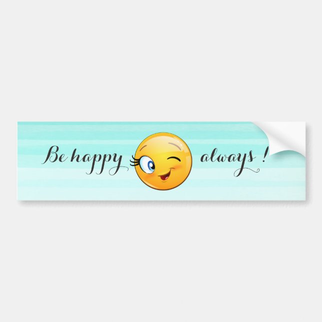 Autocollant De Voiture Adorable Winking Emoji Face-Be heureux toujours (Devant)