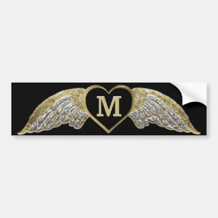 Autocollant De Voiture Ailes d'angle monogramme personnalisées