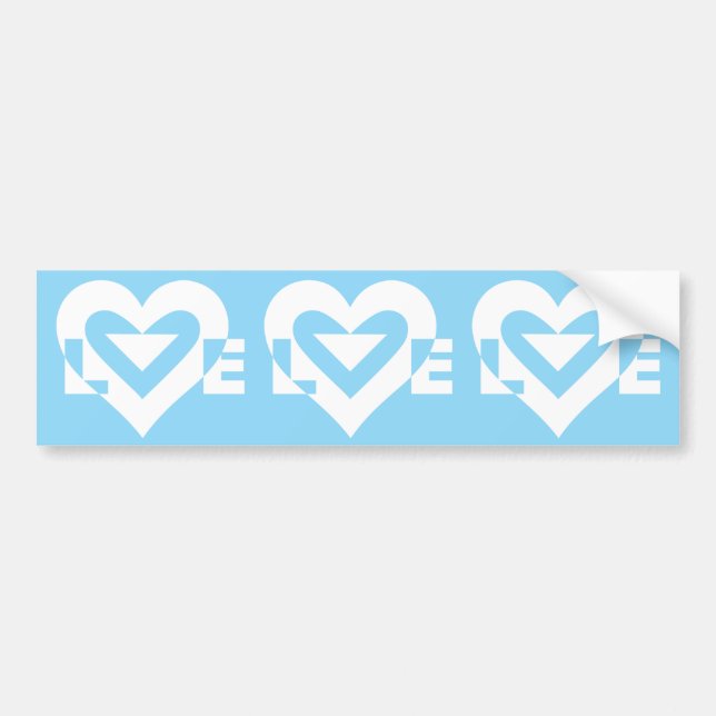 Autocollant De Voiture Aimer Blanc sur Bleu (Devant)