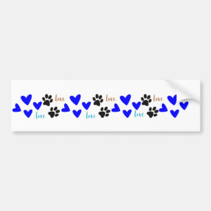 Autocollant De Voiture Aimer Chiens Coeurs et pattes