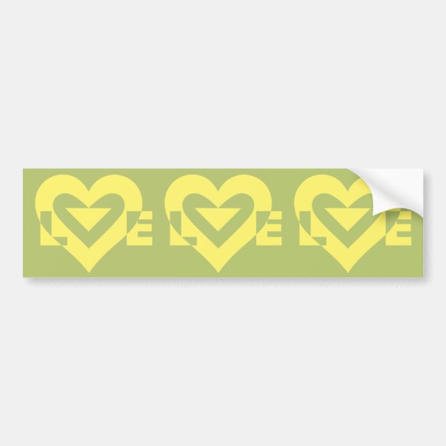 Autocollant De Voiture Aimer Jaune sur Sage Green (Devant)