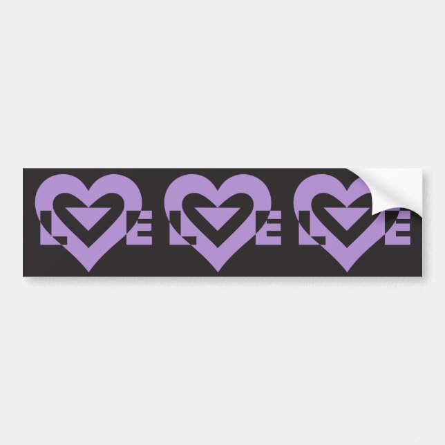 Autocollant De Voiture Aimer violet sur noir (Devant)