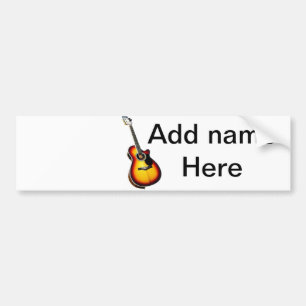 Autocollant De Voiture Ajouter votre nom texte brun acoustique guitare éd