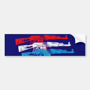 Autocollant De Voiture AK 47, rouge, blanc et bleu