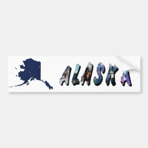 Autocollant De Voiture Alaska State Flag Blue Map & Yellow Stars Travel