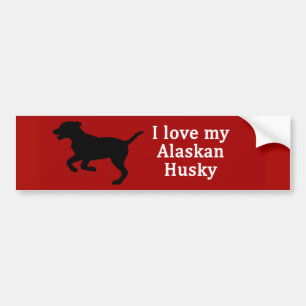 Autocollant De Voiture Alaskan Husky Dog Love