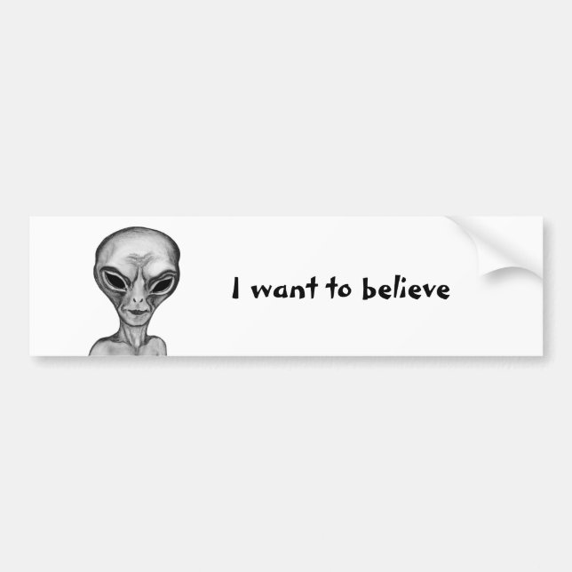 Autocollant De Voiture Alien gris, je veux croire (Devant)