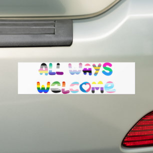Autocollant De Voiture All Ways Welcome LGBTQIA+ inclusivité queer pride