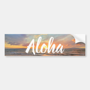 Autocollant De Voiture Aloha Coucher De Soleil Orange