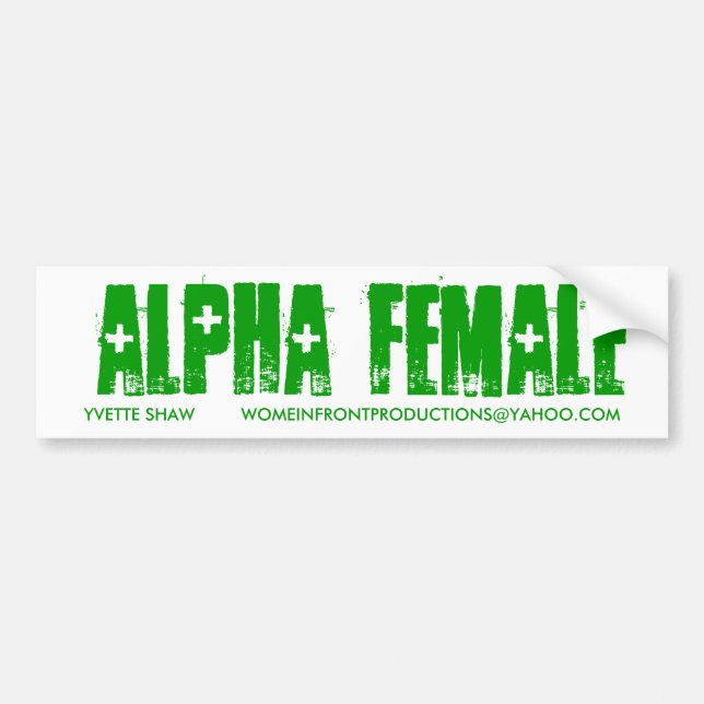 AUTOCOLLANT DE VOITURE ALPHA FEMELLE VERTE (Devant)