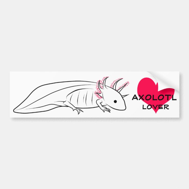 Autocollant De Voiture Amant d'Axolotl avec le coeur (Devant)