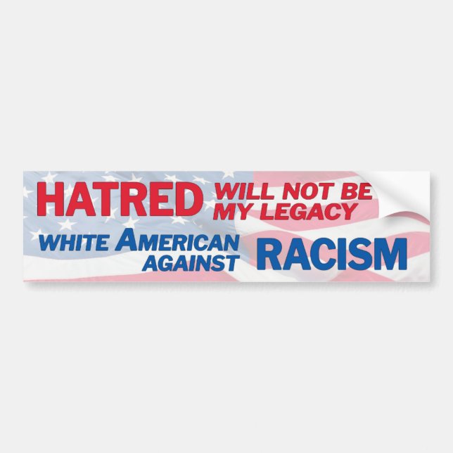 Autocollant De Voiture Américain blanc contre le racisme (Devant)