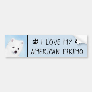 Autocollant De Voiture American Eskimo Dog Painting - Original Dog Art