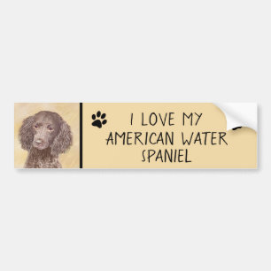 Autocollant De Voiture American Water Spaniel Peinture - Original Dog Art