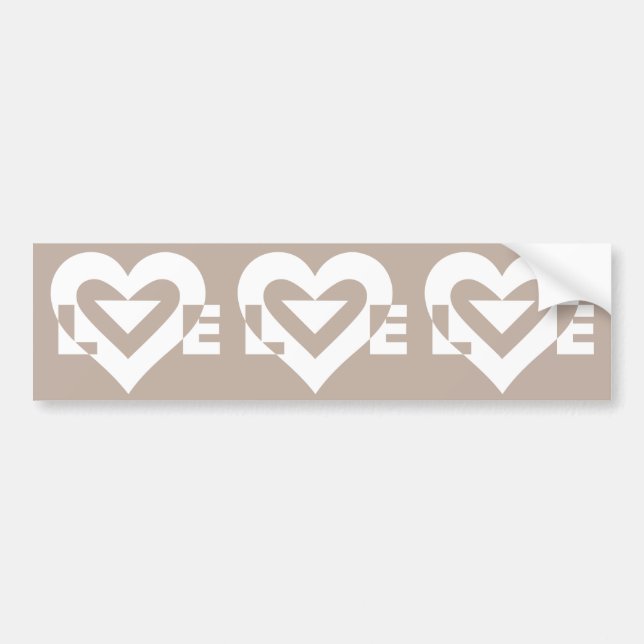 Autocollant De Voiture Amour blanc sur gris (Devant)