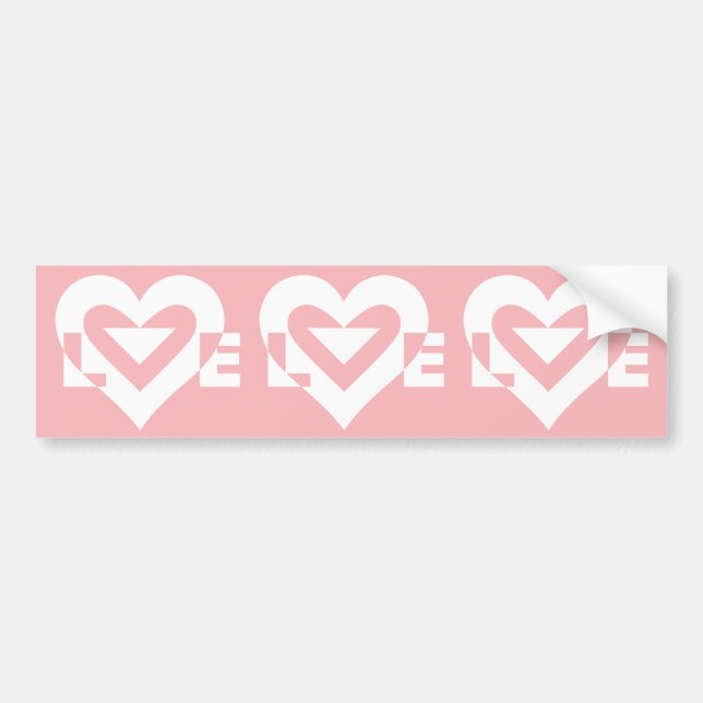 Autocollant De Voiture Amour blanc sur rose (Devant)