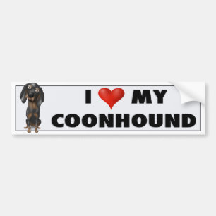 Autocollant De Voiture Amour BTC de Coonhound (noir et Tan)