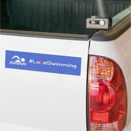 Autocollant De Voiture Amour nager blanc sur bleu