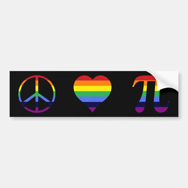 Autocollant De Voiture amour pi de paix d'arc-en-ciel (Devant)