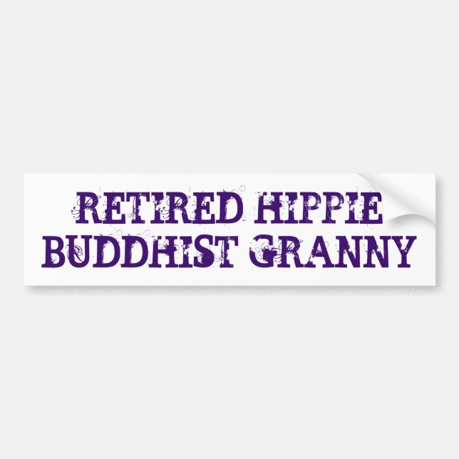 Autocollant De Voiture Amusante Hippie Retraitée Granny Bouddhiste (Devant)