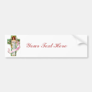 Autocollant De Voiture Angel Avec Joli Ruban Rose
