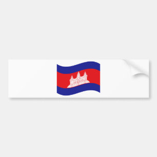Autocollant De Voiture Angkor Vat Drapeau Cambodgien Vague