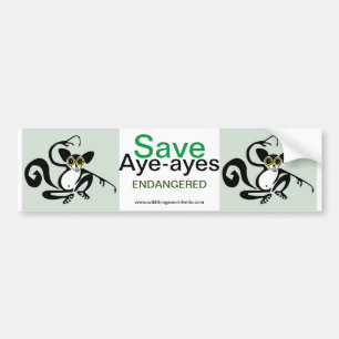 Autocollant De Voiture Animal en voie de disparition - Sauvez AYE-AYES - 