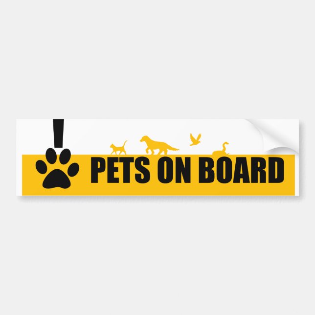 AUTOCOLLANT DE VOITURE ANIMAUX FAMILIERS À BORD (Devant)