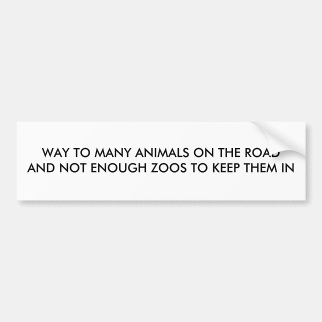 AUTOCOLLANT DE VOITURE ANIMAUX SUR LA ROUTE/ZOO HUMOUR BULLETIN (Devant)