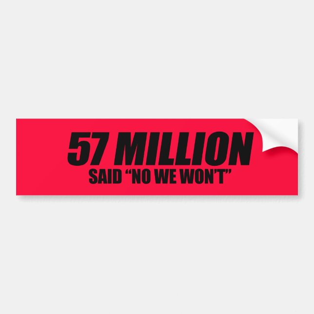 Autocollant De Voiture Anti-Obama - 57 millions ont indiqué non (Devant)