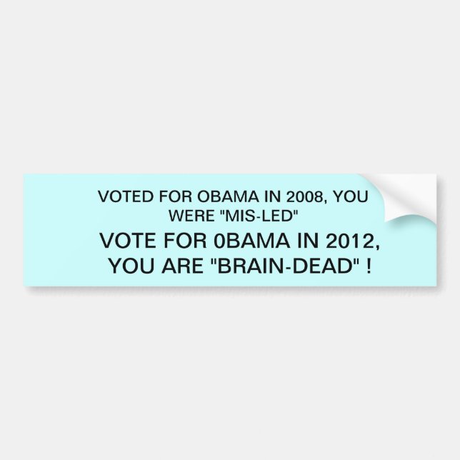 AUTOCOLLANT DE VOITURE ANTI OBAMA BUMPERSTICKER (Devant)