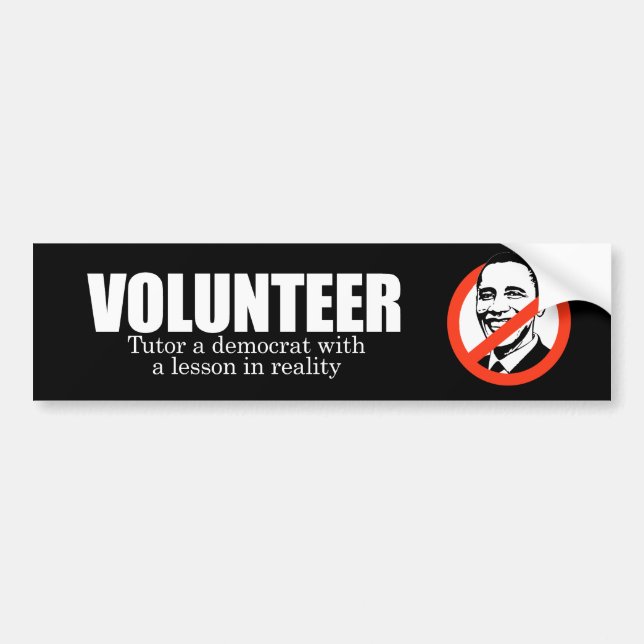 Autocollant De Voiture ANTI-OBAMA- volontaire - Tutor un démocrate (Devant)
