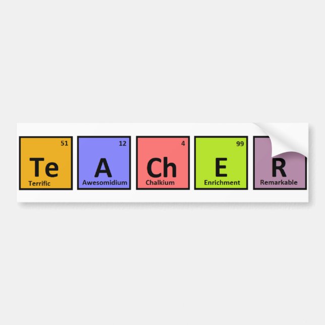 Autocollant De Voiture Appréciation de professeur de Tableau périodique (Devant)