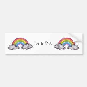 Autocollant De Voiture Aquarelle Cute Arc-En-Ciel Et Nuages