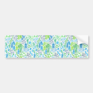 Autocollant De Voiture Aquarelle fleurie doodles blanc