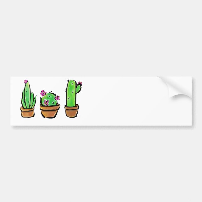 Autocollant De Voiture Aquarelle mignonne Cactus cactus succulents (Devant)