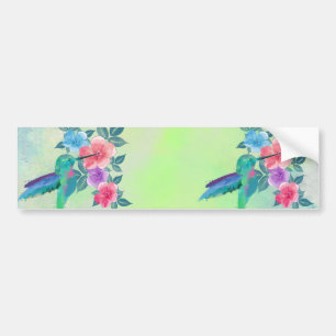 Autocollant De Voiture Aquarelles à la mode cool colibri floral