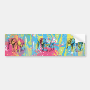 Autocollant De Voiture aquarelles éclatantes scintille croquis d'éléphant
