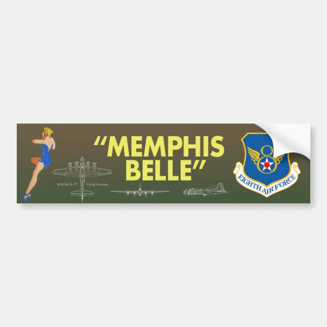 Autocollant De Voiture Armée de l'Air "de belle de Memphis la 8ème" (Devant)