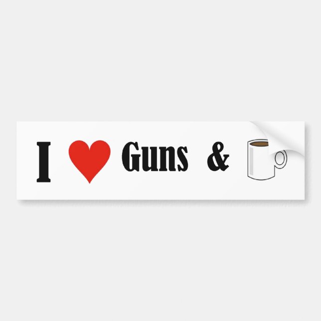Autocollant De Voiture Armes à feu et café du coeur I (Devant)