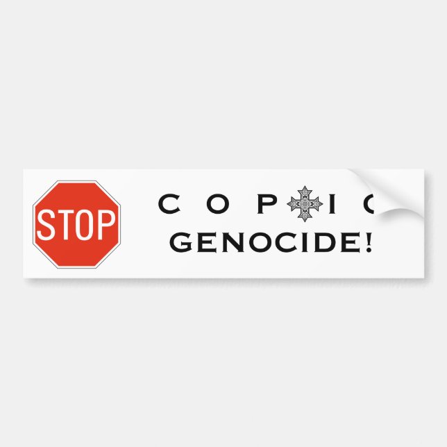 AUTOCOLLANT DE VOITURE ARRÊTEZ LE GÉNOCIDE COPTIQUE ! (Devant)