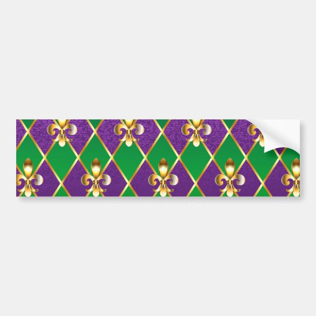 Autocollant De Voiture Arrière - plan de bijoux Mardi Gras (Devant)