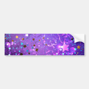 Autocollant De Voiture Arrière - plan de feuille violet avec étoiles