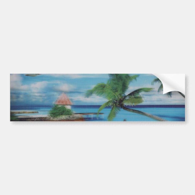 Autocollant De Voiture Art de la scène de plage tropicale (Devant)