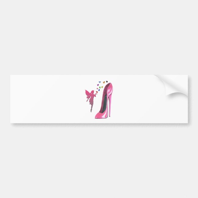 Autocollant De Voiture Art rose de chaussure de fée et de stylet (Devant)