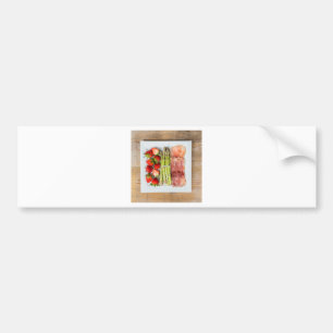 Autocollant De Voiture Asperges vertes au jambon et aux fraises