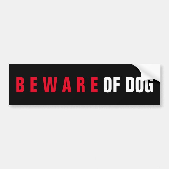 AUTOCOLLANT DE VOITURE ATTENTION À L'ÉTIQUETTE DE CHIEN GLOSSÉ (Devant)